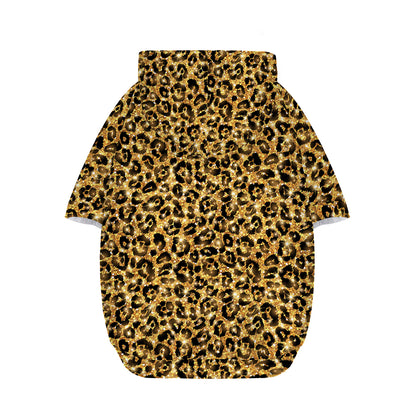 Gold Leopard (NOT Real) Glitter Print Dog Zip Up Hoodie