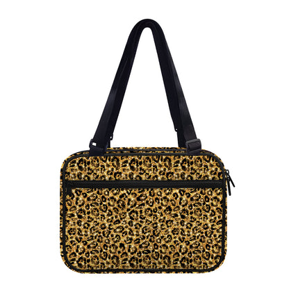 Gold Leopard (NOT Real) Glitter Print Double Strap Bible Bag