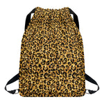 Gold Leopard (NOT Real) Glitter Print Drawstring Backpack