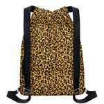 Gold Leopard (NOT Real) Glitter Print Drawstring Backpack