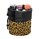 Gold Leopard (NOT Real) Glitter Print Drawstring Makeup Bag