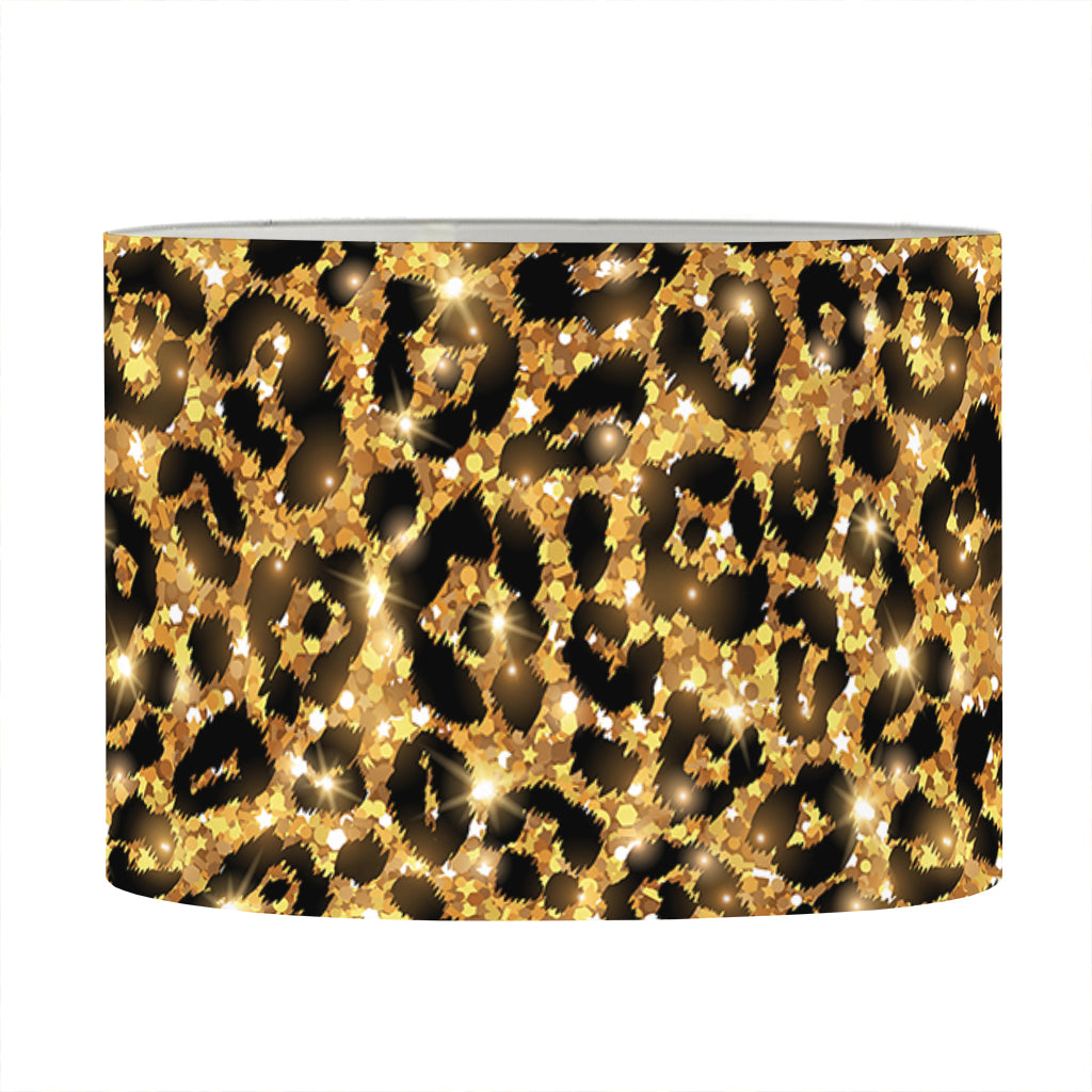 Gold Leopard (NOT Real) Glitter Print Drum Lamp Shade
