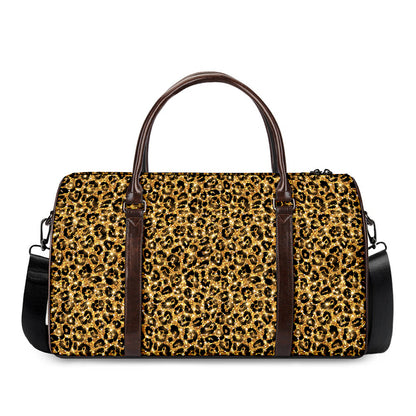 Gold Leopard (NOT Real) Glitter Print Duffle Bag