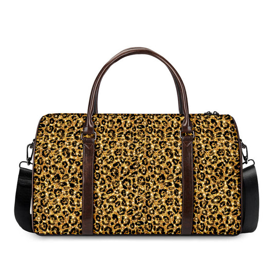 Gold Leopard (NOT Real) Glitter Print Duffle Bag