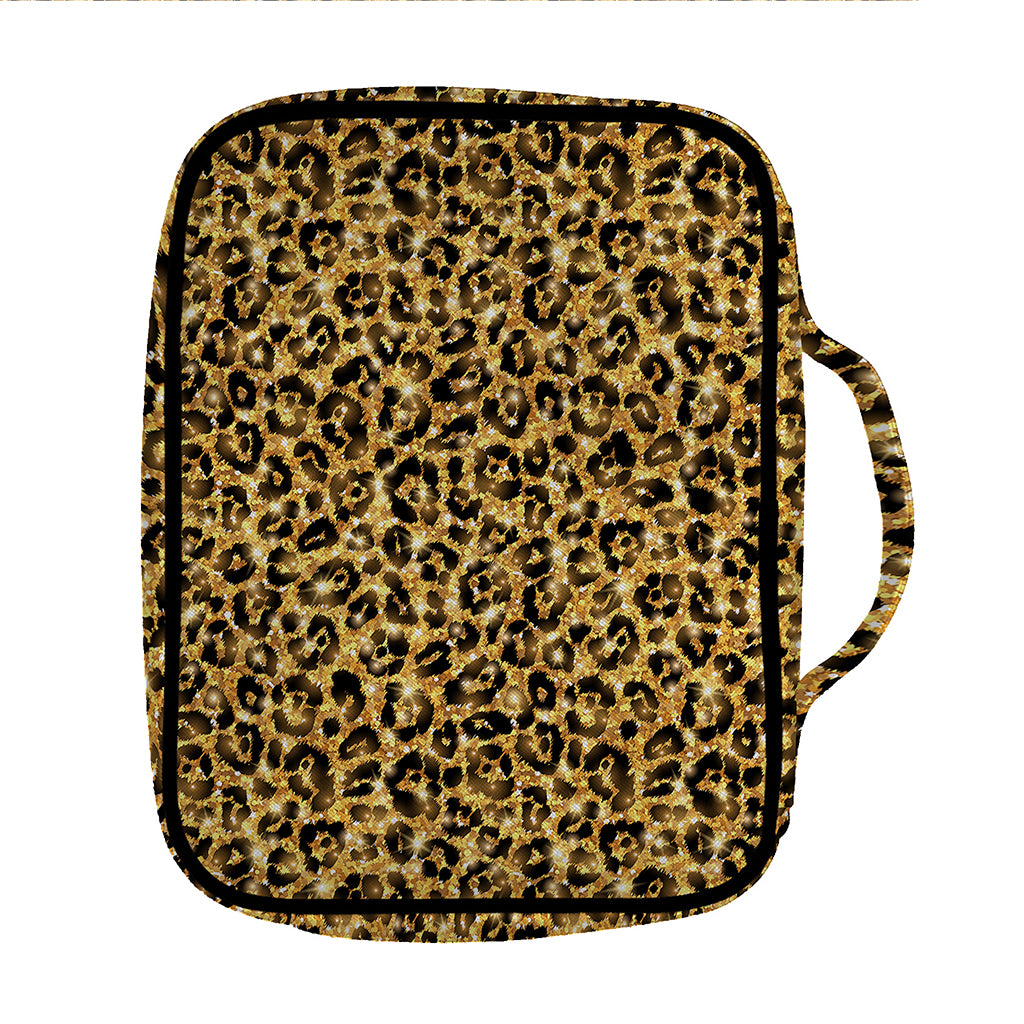 Gold Leopard (NOT Real) Glitter Print Front Pocket Bible Bag