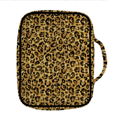 Gold Leopard (NOT Real) Glitter Print Front Pocket Bible Bag