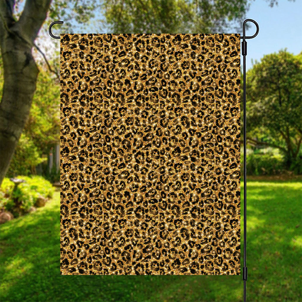 Gold Leopard (NOT Real) Glitter Print Garden Flag