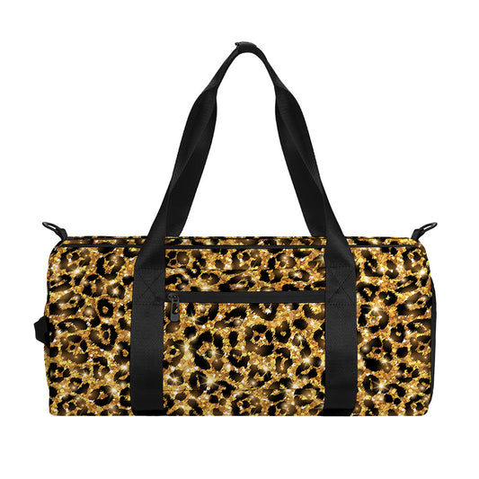 Gold Leopard (NOT Real) Glitter Print Gym Bag