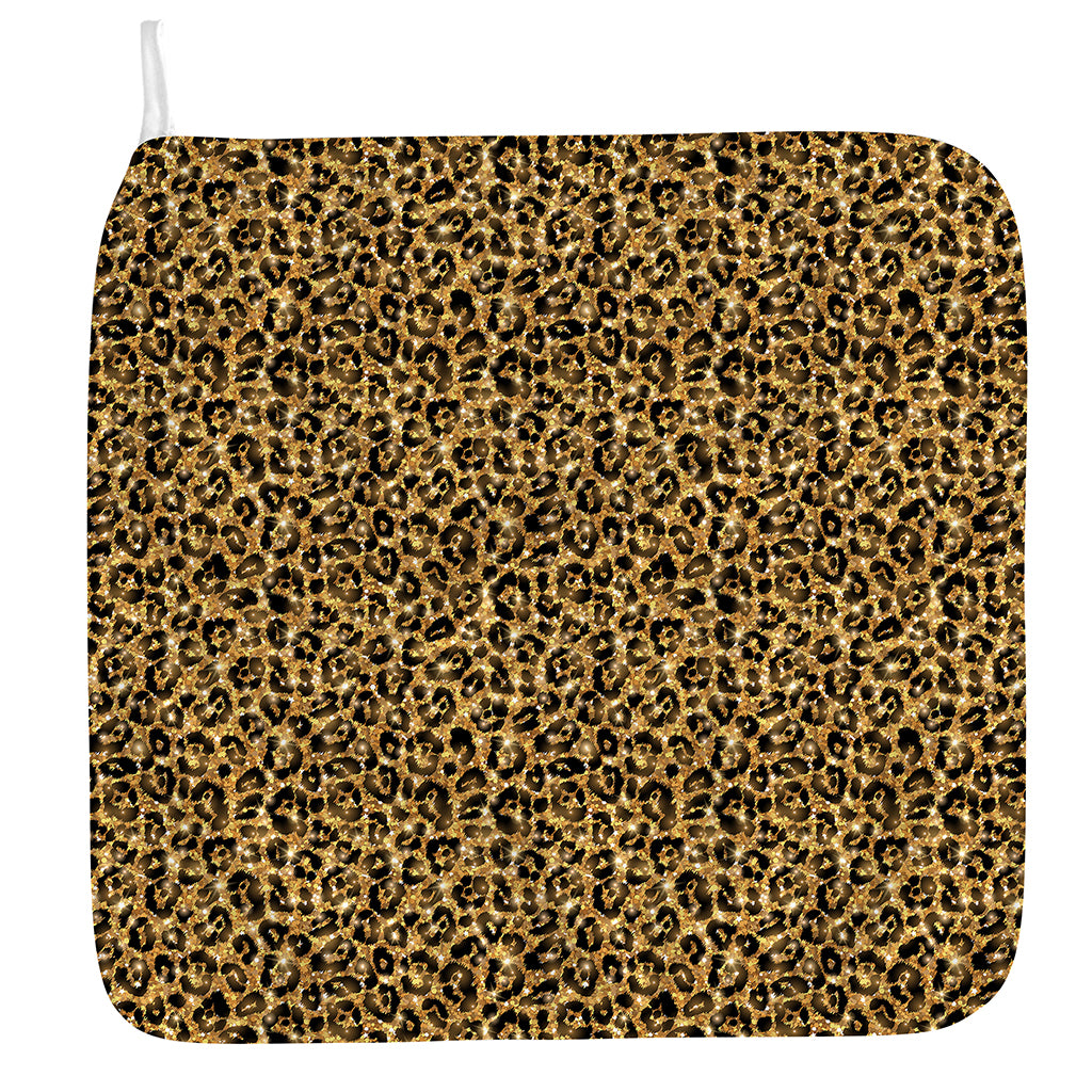 Gold Leopard (NOT Real) Glitter Print Hand Towel