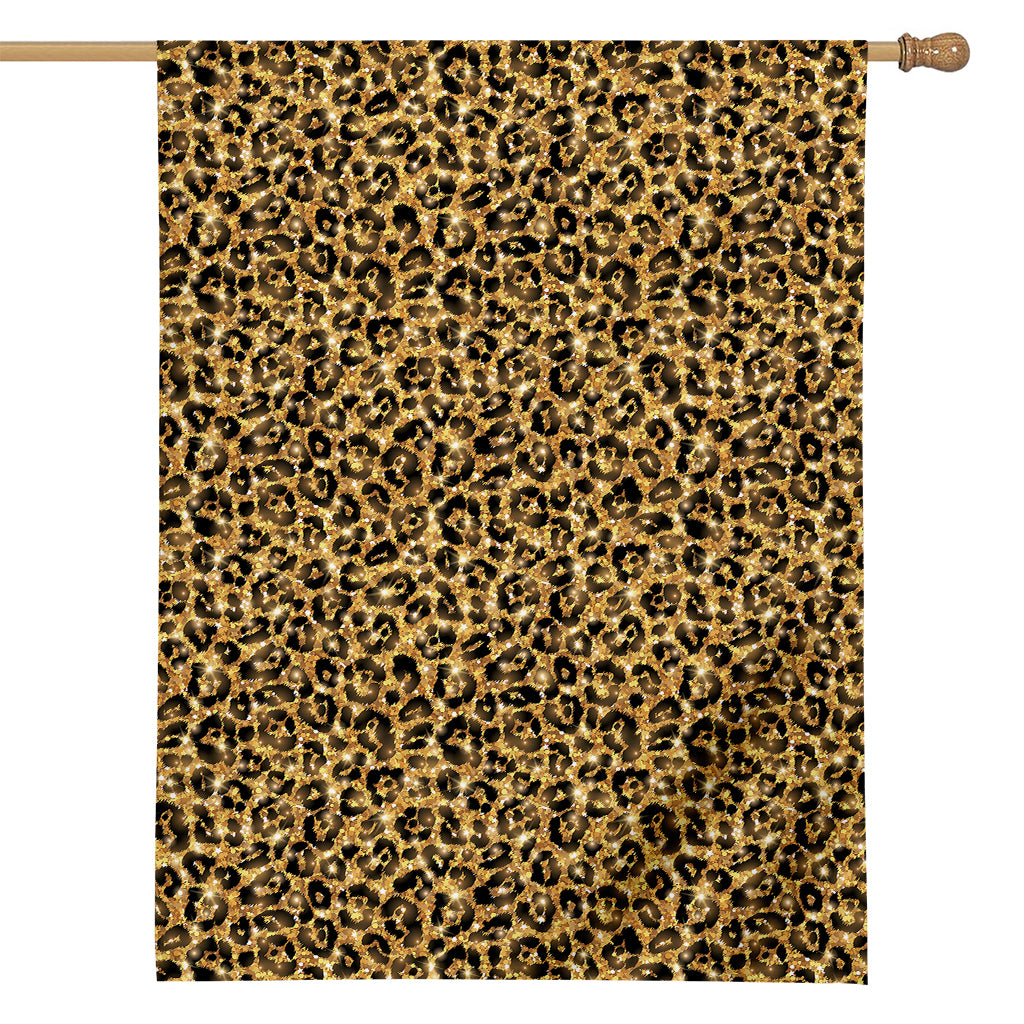 Gold Leopard (NOT Real) Glitter Print House Flag