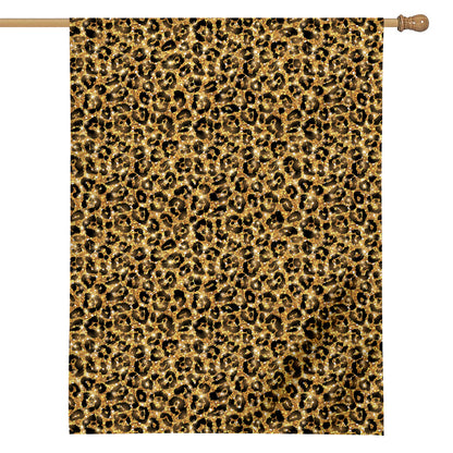 Gold Leopard (NOT Real) Glitter Print House Flag