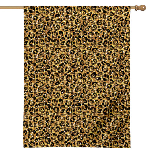 Gold Leopard (NOT Real) Glitter Print House Flag