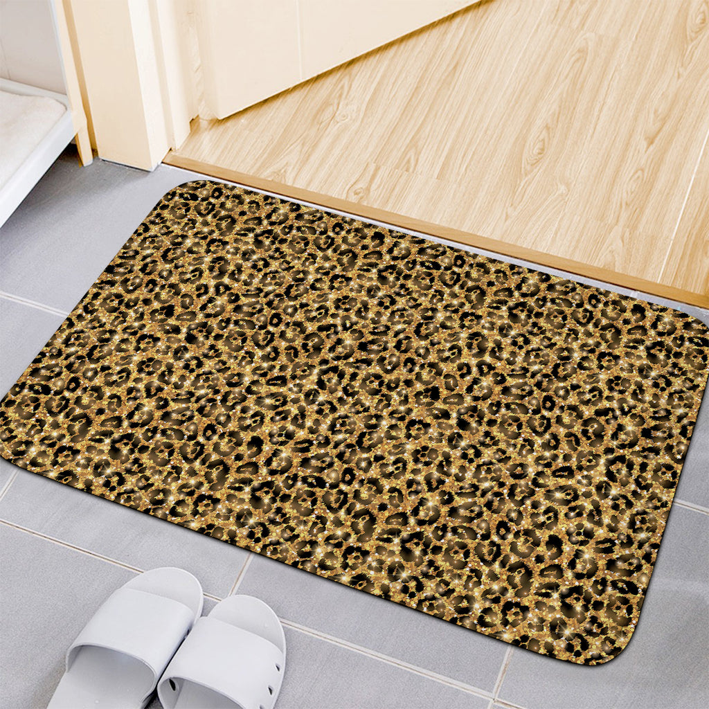 Gold Leopard (NOT Real) Glitter Print Indoor Door Mat