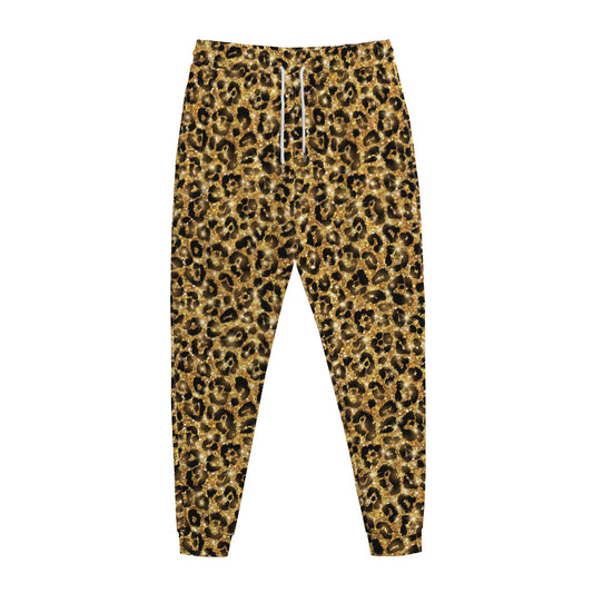 Gold Leopard (NOT Real) Glitter Print Jogger Pants