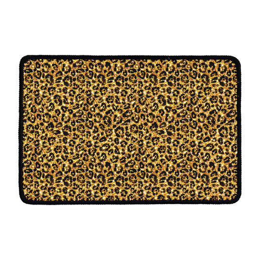 Gold Leopard (NOT Real) Glitter Print Kitchen Mat