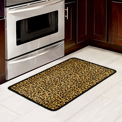 Gold Leopard (NOT Real) Glitter Print Kitchen Mat