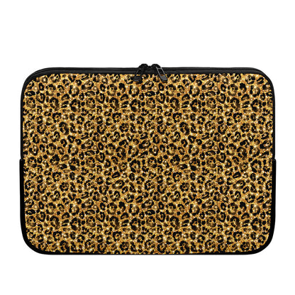 Gold Leopard (NOT Real) Glitter Print Laptop Sleeve