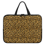Gold Leopard (NOT Real) Glitter Print Laptop Sleeve With Handle