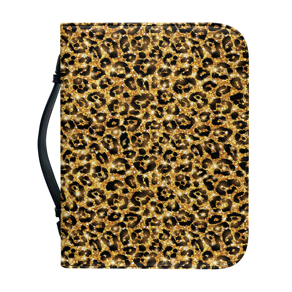 Gold Leopard (NOT Real) Glitter Print Leather Bible Cover