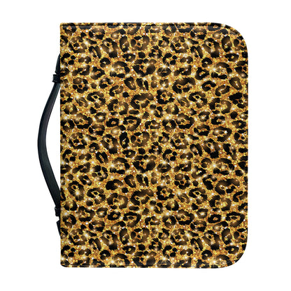 Gold Leopard (NOT Real) Glitter Print Leather Bible Cover