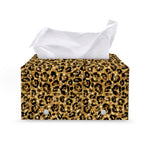 Gold Leopard (NOT Real) Glitter Print Leather Tissue Box Cover