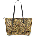 Gold Leopard (NOT Real) Glitter Print Leather Tote Bag With Zipper