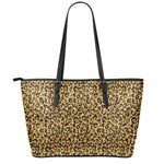 Gold Leopard (NOT Real) Glitter Print Leather Tote Bag