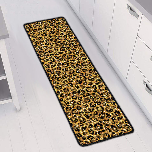 Gold Leopard (NOT Real) Glitter Print Long Kitchen Mat