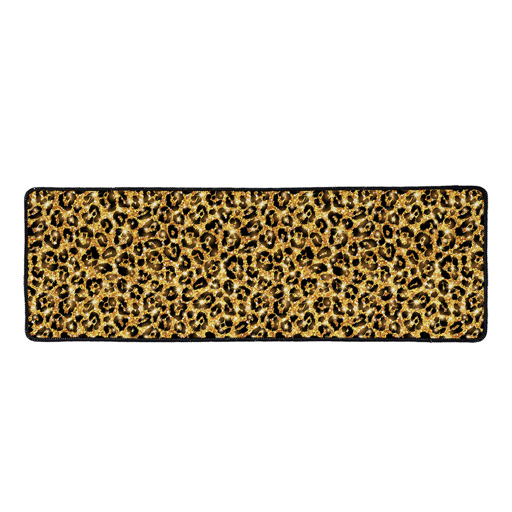 Gold Leopard (NOT Real) Glitter Print Long Kitchen Mat