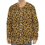 Gold Leopard (NOT Real) Glitter Print Long Sleeve Baseball Jersey