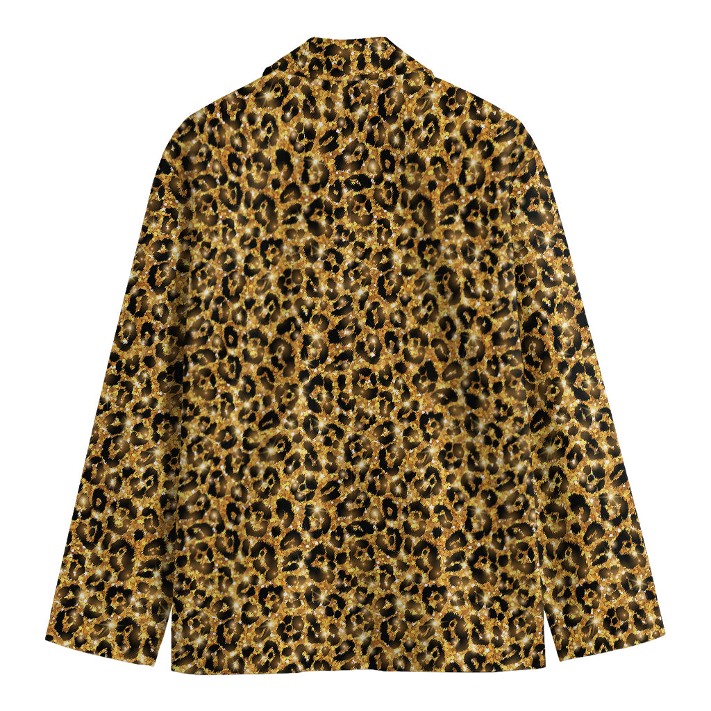 Gold Leopard (NOT Real) Glitter Print Men's Blazer