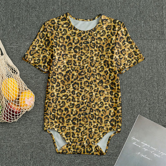 Gold Leopard (NOT Real) Glitter Print Men's Bodysuit