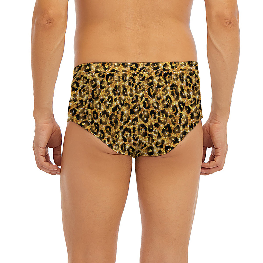 Gold Leopard (NOT Real) Glitter Print Men's Briefs