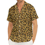 Gold Leopard (NOT Real) Glitter Print Men's Deep V-Neck Shirt