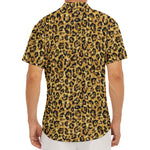 Gold Leopard (NOT Real) Glitter Print Men's Deep V-Neck Shirt