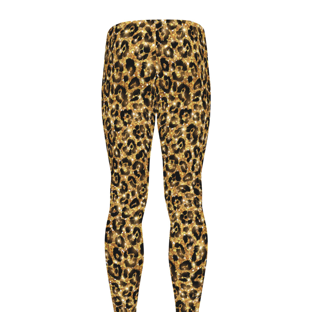 Gold Leopard (NOT Real) Glitter Print Men's leggings