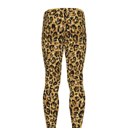 Gold Leopard (NOT Real) Glitter Print Men's leggings
