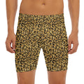 Gold Leopard (NOT Real) Glitter Print Men's Long Boxer Briefs