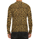 Gold Leopard (NOT Real) Glitter Print Men's Long Sleeve Rash Guard