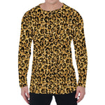 Gold Leopard (NOT Real) Glitter Print Men's Long Sleeve T-Shirt