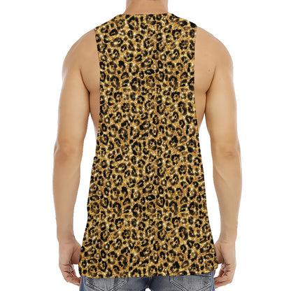 Gold Leopard (NOT Real) Glitter Print Men's Muscle Tank Top