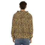 Gold Leopard (NOT Real) Glitter Print Men's Velvet Pullover Hoodie