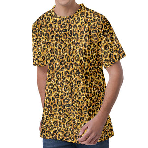 Gold Leopard (NOT Real) Glitter Print Men's Velvet T-Shirt