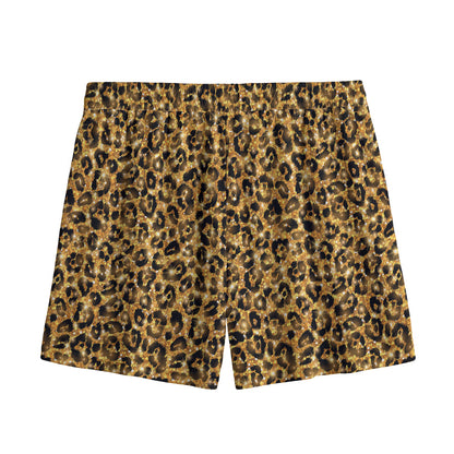 Gold Leopard (NOT Real) Glitter Print Mesh Shorts