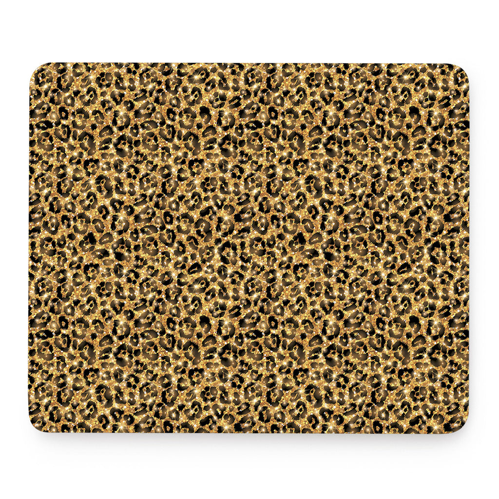 Gold Leopard (NOT Real) Glitter Print Mouse Pad