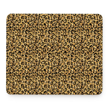 Gold Leopard (NOT Real) Glitter Print Mouse Pad