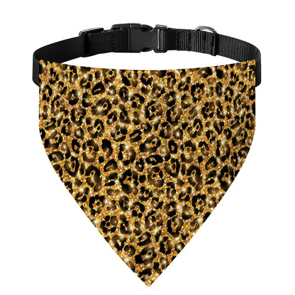 Gold Leopard (NOT Real) Glitter Print Over The Collar Dog Bandana