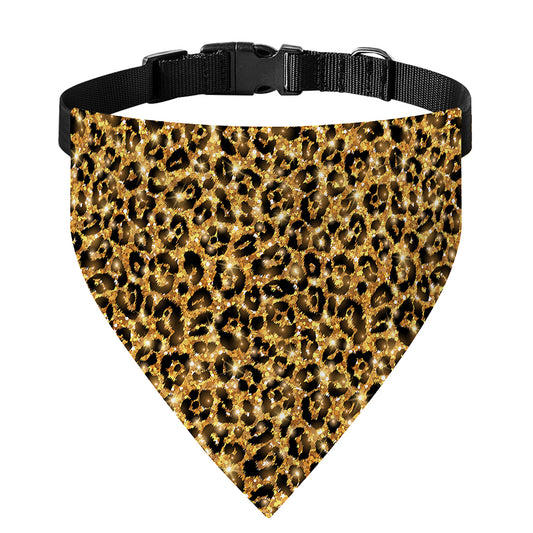 Gold Leopard (NOT Real) Glitter Print Over The Collar Dog Bandana