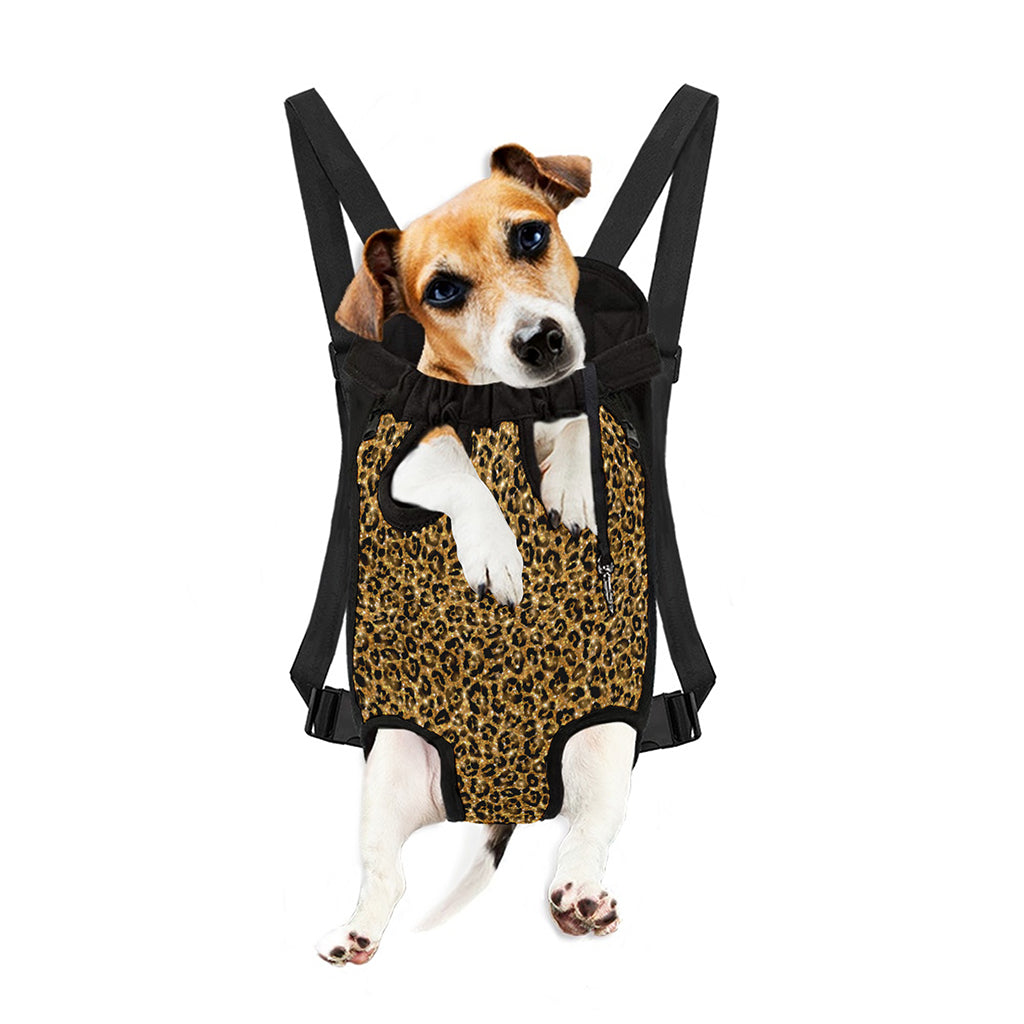 Gold Leopard (NOT Real) Glitter Print Pet Carrier Backpack