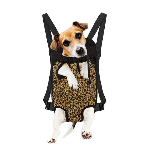 Gold Leopard (NOT Real) Glitter Print Pet Carrier Backpack